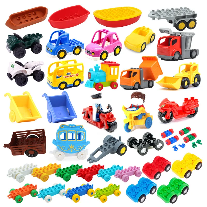 Car-Model-Children-Assemble-Toys-Big-Building-Blocks-City-Traffic-Parts-Vehicle-Trailer-Chassis-Boat-Motorcycle