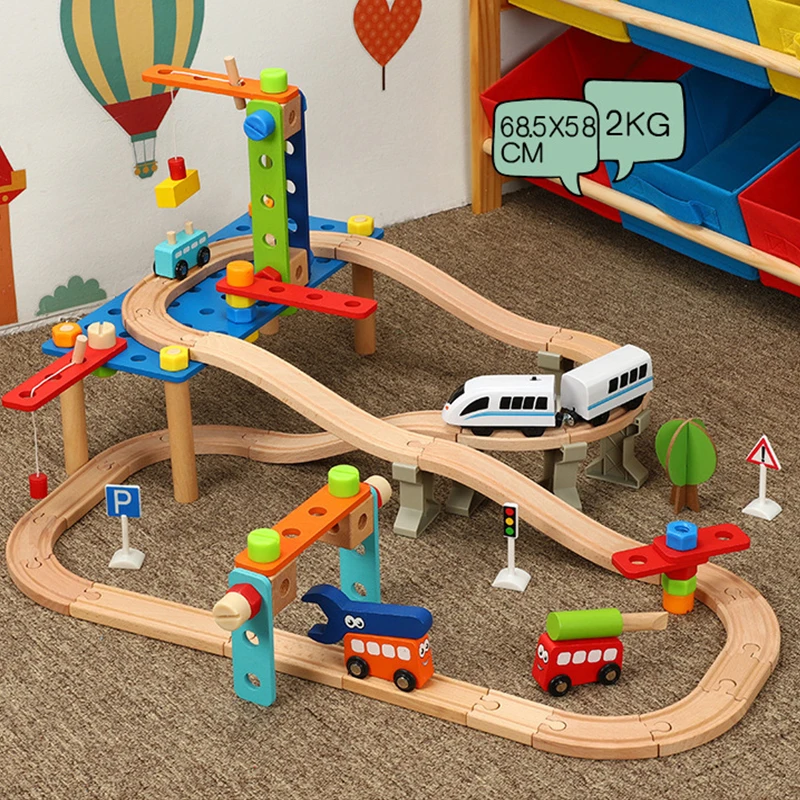 Children-s-Wooden-Bulk-Track-Train-Set-Classic-Toys-Multi-Race-Railway-Play-Wooden-Track-Overpass